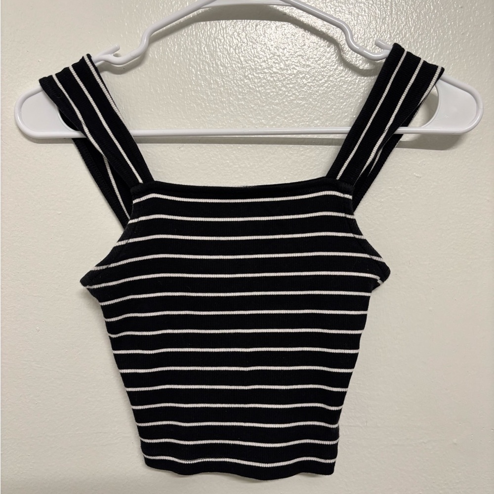 Forever 21 Black and White Striped Tank Top